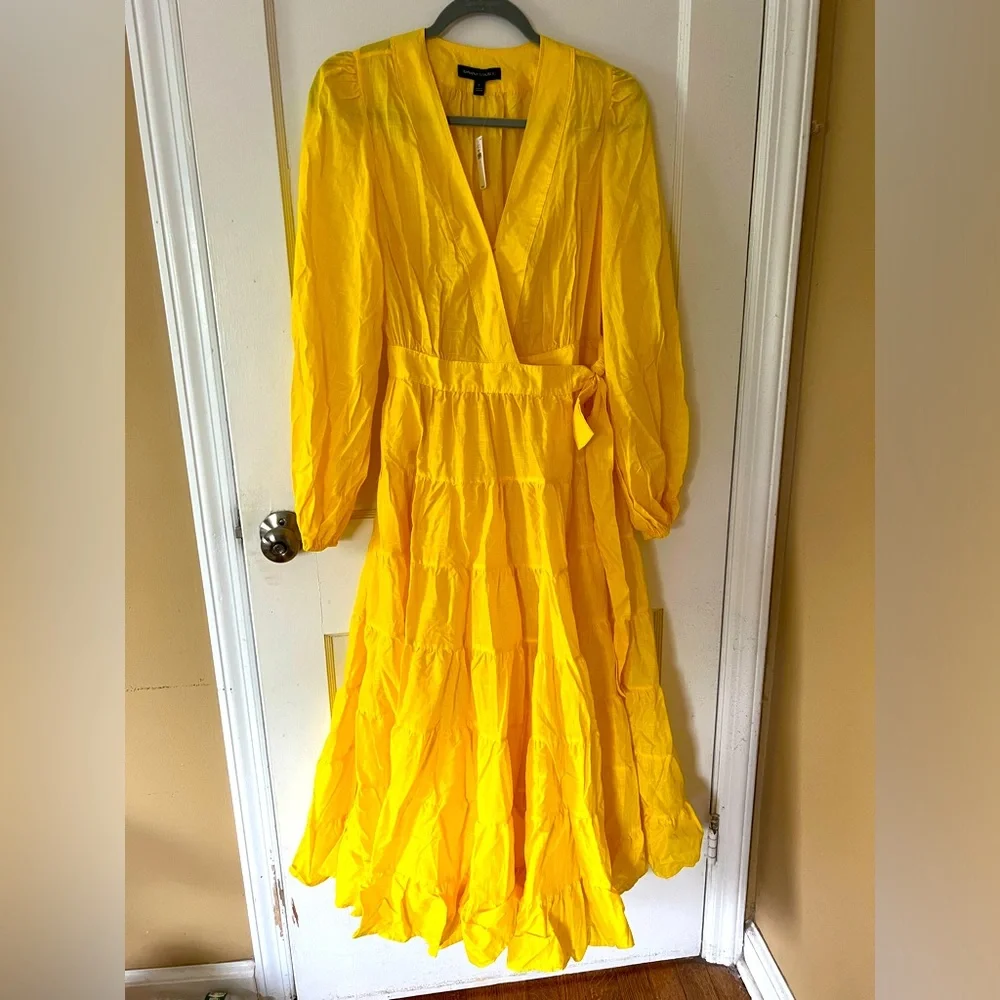NWT Banana Republic Yellow Wrap Dress - Picture 1 of 5